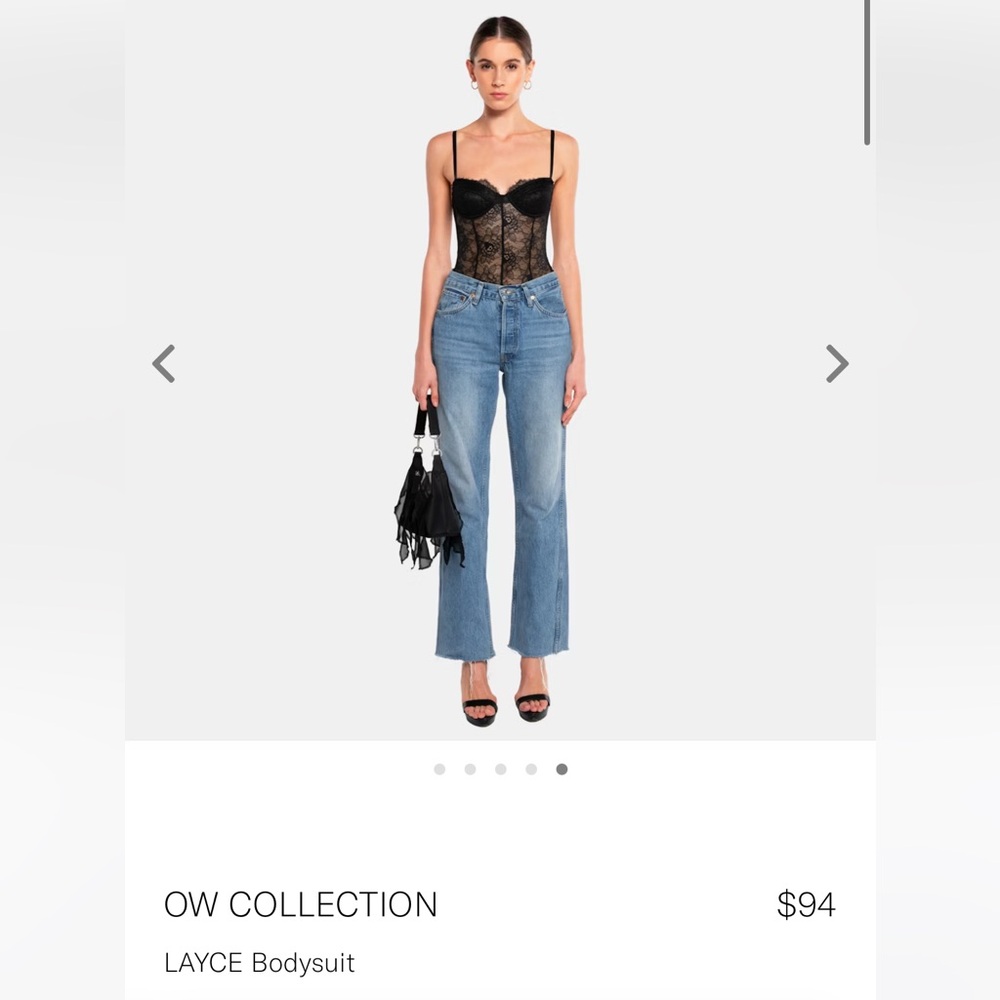 OW Collection Layce Black Lace Bodysuit